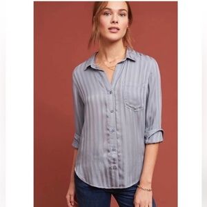 Anthropologie Slate Cuffed Sleeve Button Down Shirt Size XS EUC